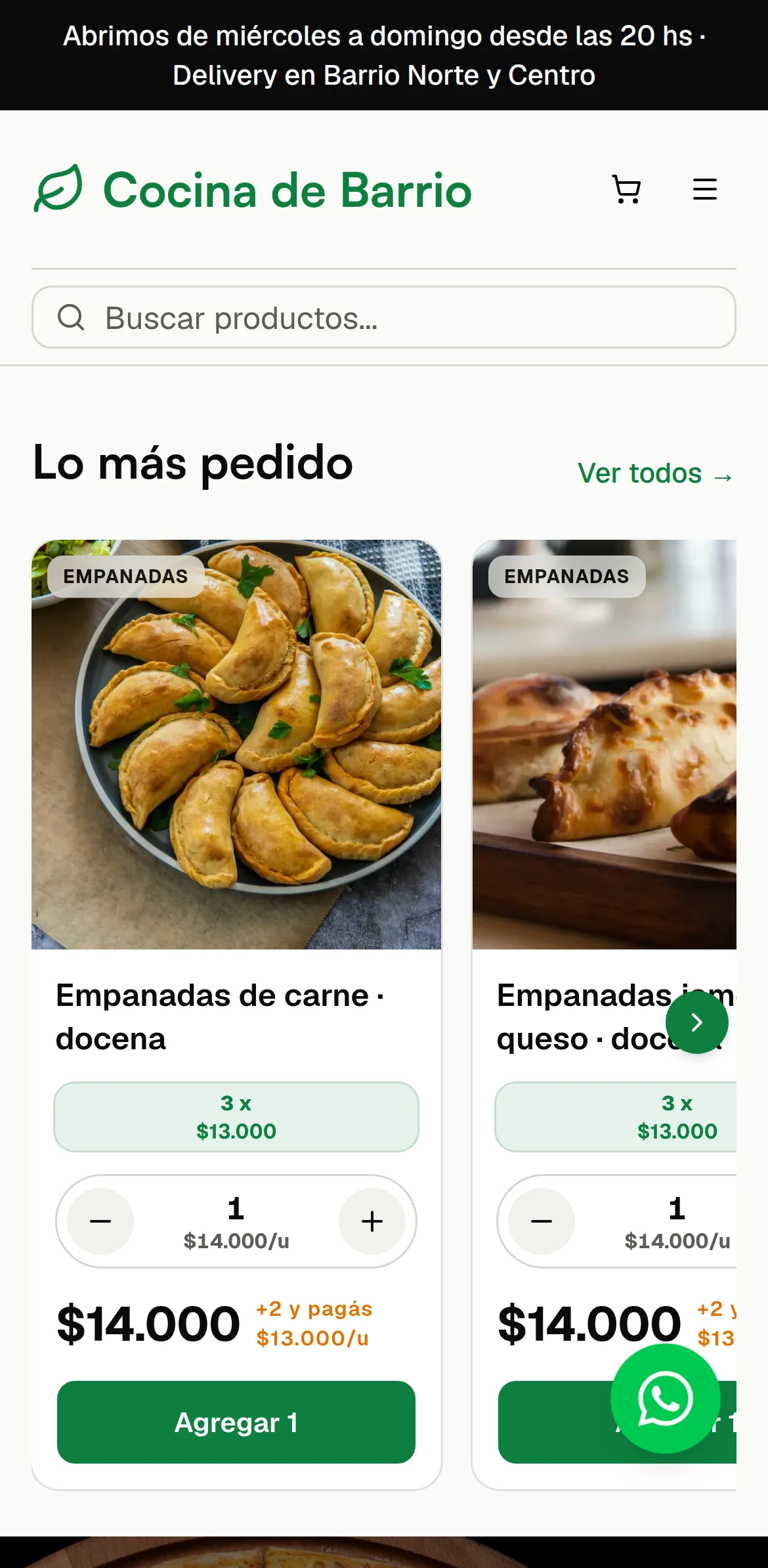 Tienda de ejemplo de comida: Cocina de Barrio