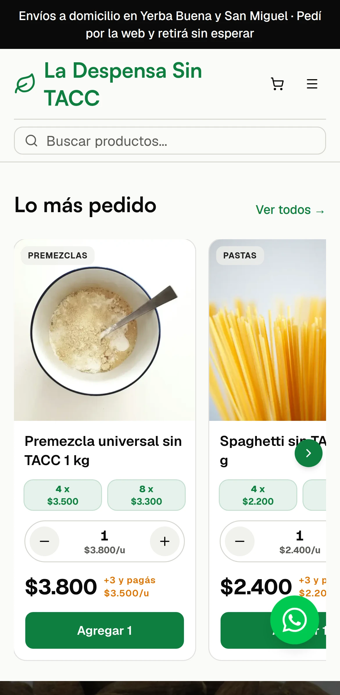 Tienda de ejemplo de dietéticas: La Despensa Sin TACC